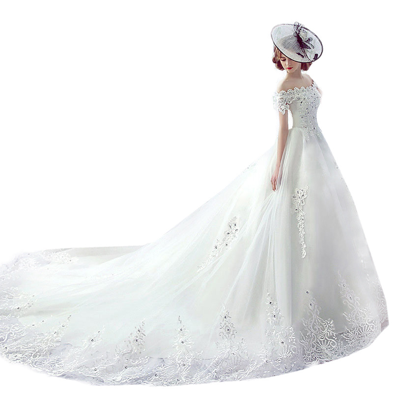 Vestido de novia estilo 2026 para novias, con hombros descubiertos y cola, de cintura alta, que cubre el abdomen, de tul ligero estilo francés, estilo Hepburn, de una pieza, al por mayor. image 6