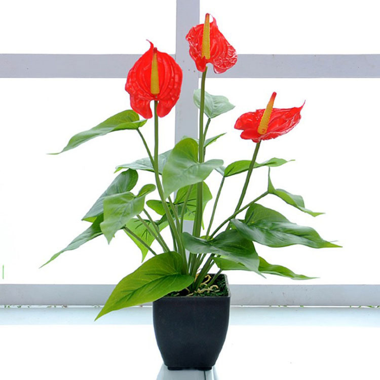 Flor artificial calla lirio rojo Palma sala de estar flor decorativa Flor de plástico artificial bonsai decoración flor falsa bonsai