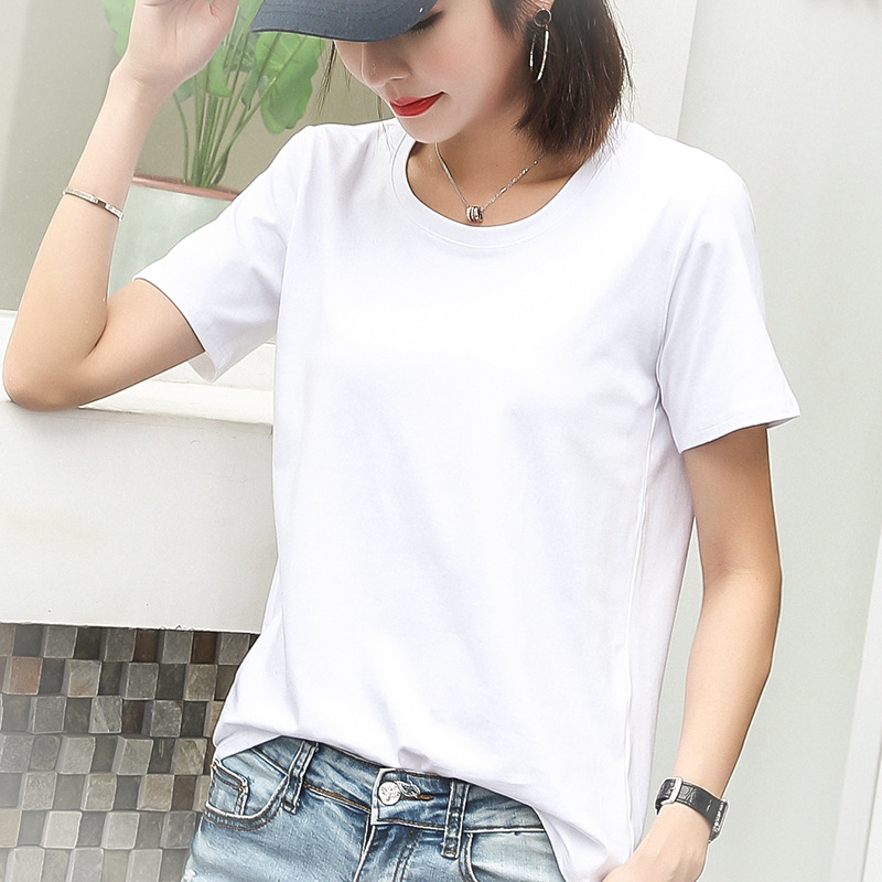 メーカー直販代行新型ネットレッド韓国版ゆるい丸首半袖純色純綿tシャツ女性卸売り小売