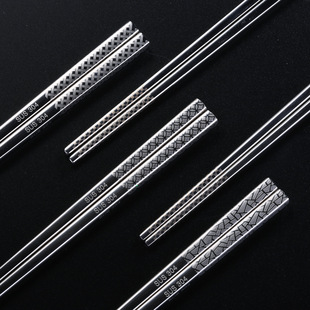 Wholesale hollow laser non-slip Japanese hotel household tableware multi-figure optional food grade 304 stainless steel chopsticks