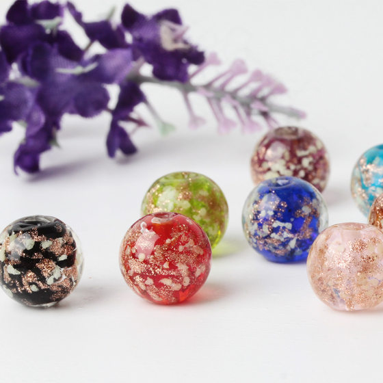 Supply luminous gold sand glass beads loose beads Crystal round beads diy jewelry accessories bracelet material beaded bracelet
