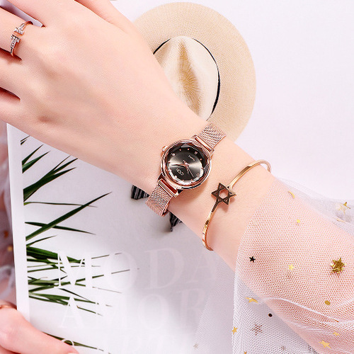 New Style Brand Women's Watch, Waterproof Mesh Band, Korean-style Trendy for Office Workers, Stainless Steel Strap, Fashionable Timepiece for Middle School Students