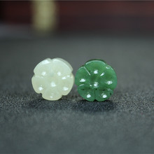 厂家批发新疆和田玉碧玉单面梅花 玉石DIY饰品配饰手串佛珠吊坠