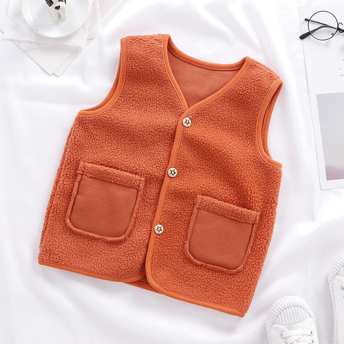 【】Children's Polar Fleece Vest Autumn and Winter Thickened Baby Cardigan Clothes Warm Boys and Girls Clothes Trendy