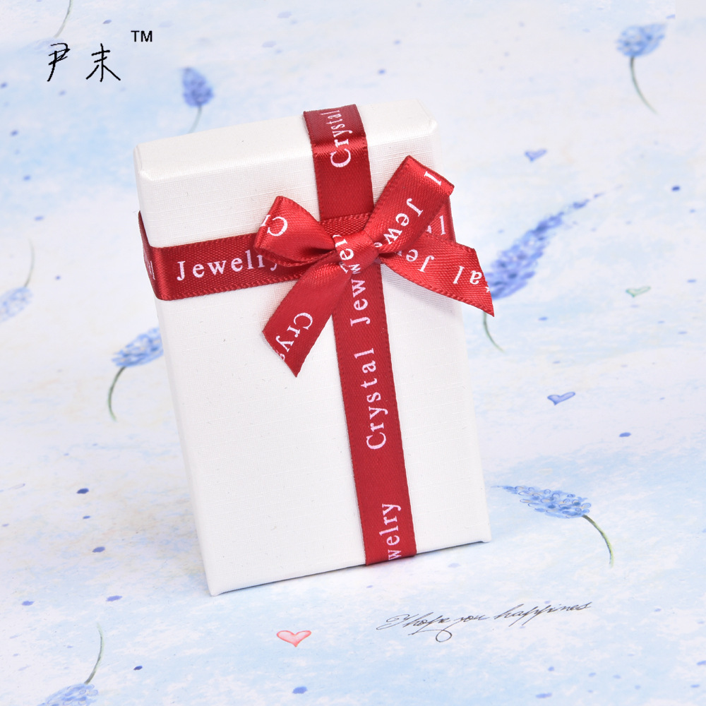 现货批发白色珠光纸蝴蝶结饰品盒戒指耳钉项链吊坠首饰盒子