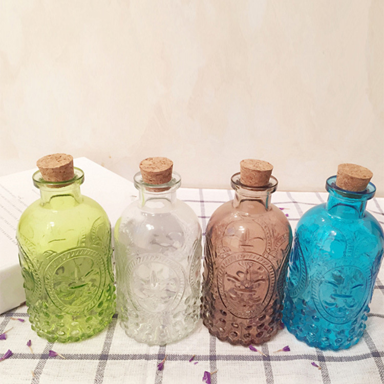 厂家批发浮雕圆形花瓶 香薰水培花瓶 干花插花花器 欧式玻璃花瓶