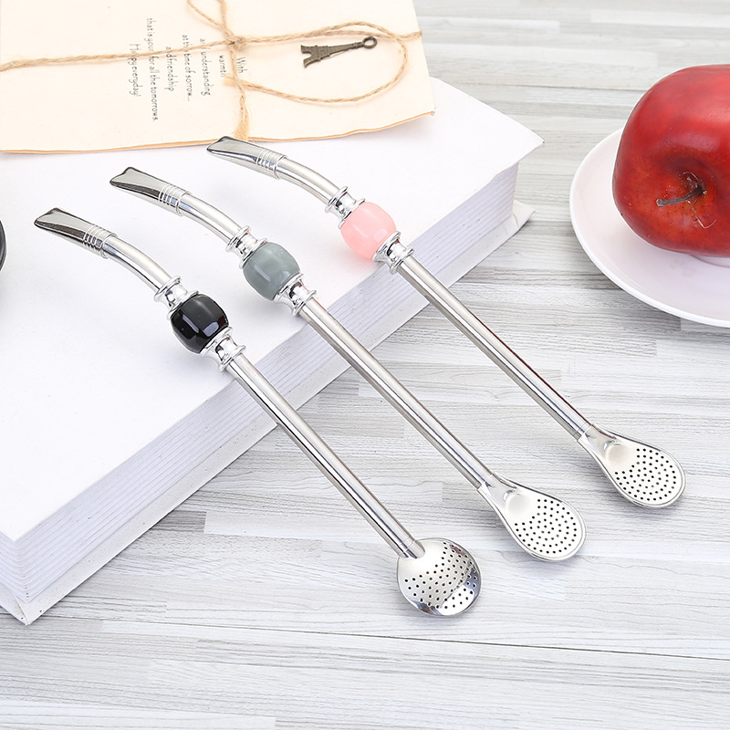 Argentinischer Mate-löffel Mit Perlen Und Edelstahlfilter_voghion.com