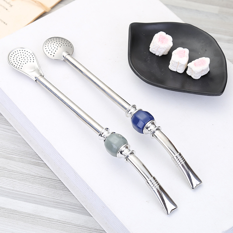 Argentinischer Mate-löffel Mit Perlen Und Edelstahlfilter_voghion.com