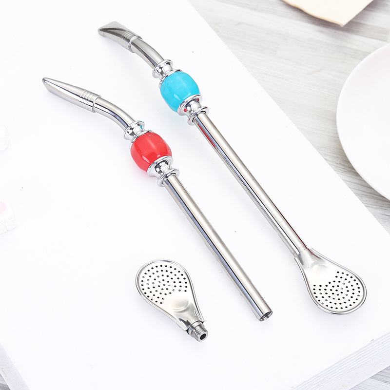 Argentinischer Mate-löffel Mit Perlen Und Edelstahlfilter_voghion.com