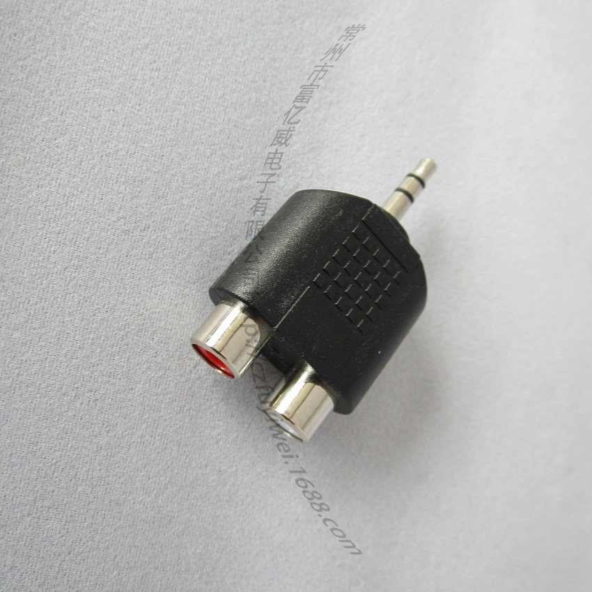 3.5mm立体声公转2个RCA母红白转接头 3.5公转2RCA母红白转接头