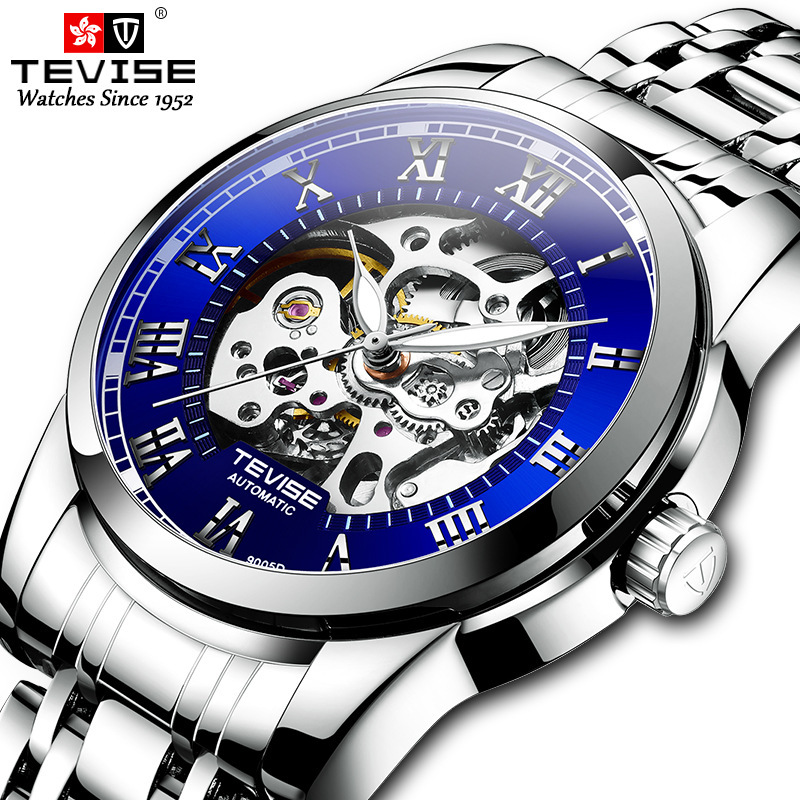 2026 Tevis Cross-Border Waterproof Watch for Men, Fully Automatic Business Simple Fashion Hollow Mechanical Watch with Luminous Features