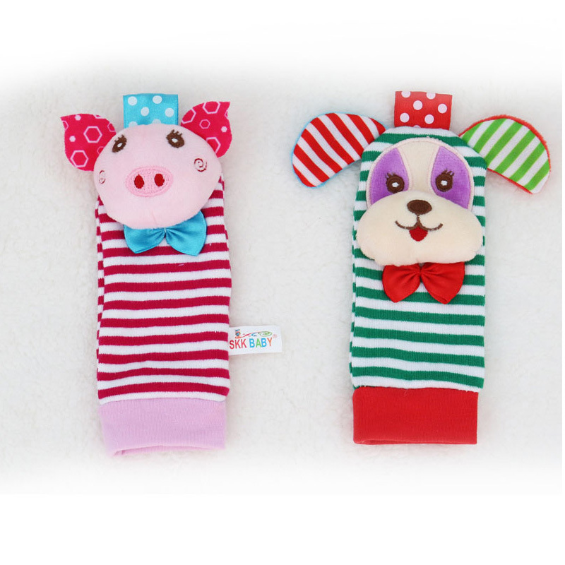 SKKBABY bebé reloj banda de muñeca sonajero bebé animal sonajero calcetines juguetes de peluche 0-12 meses bebé