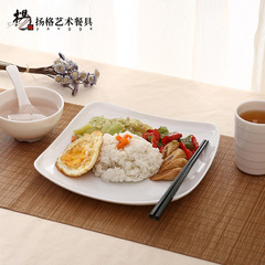 仿瓷密胺批發蓋澆飯盤食堂專用快餐盤商用自助餐盤菜盤塑料盤餐具