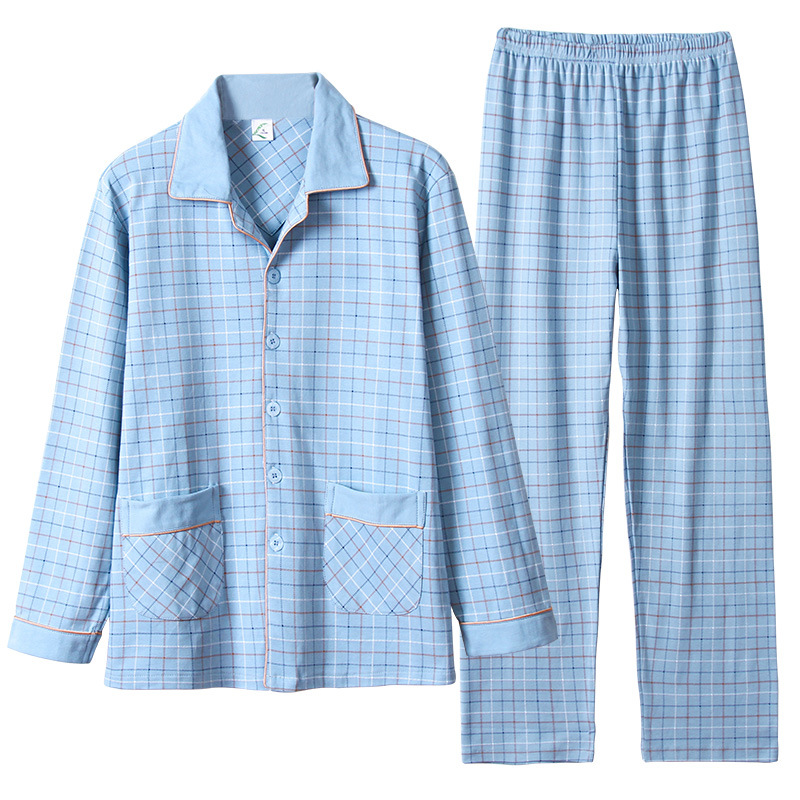 Pijama de hombre primavera y otoño 100% algodón pantalones de manga larga hombre padre traje de casa otoño y invierno tamaño grande