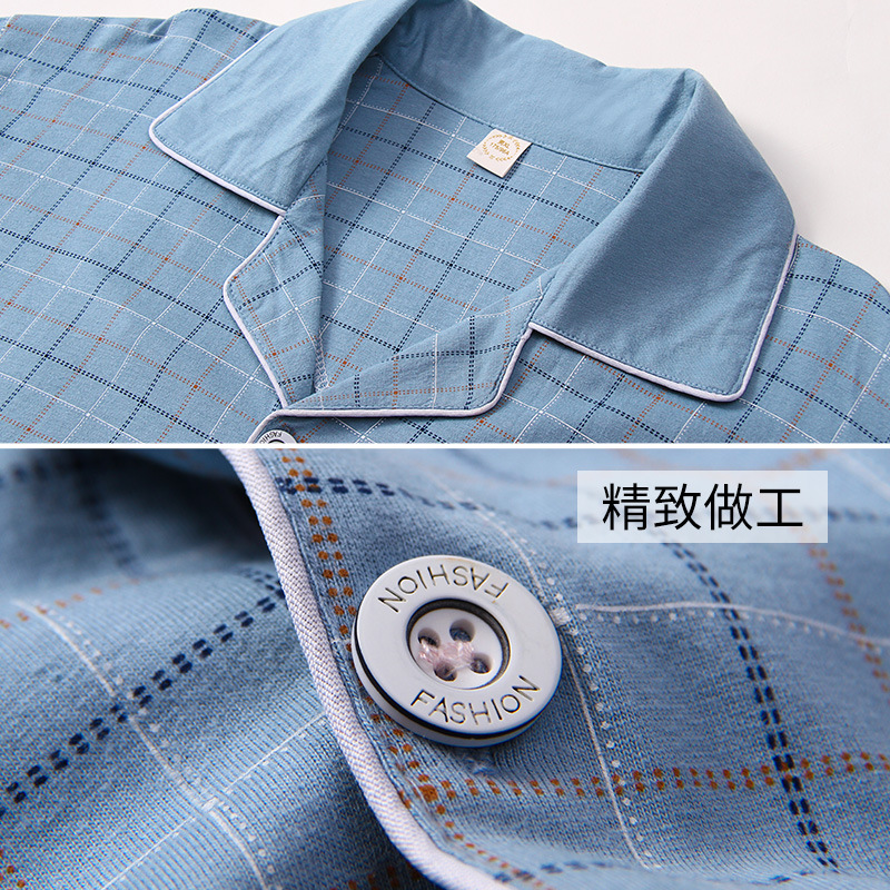 Pijama de hombre primavera y otoño 100% algodón pantalones de manga larga hombre padre traje de casa otoño y invierno tamaño grande