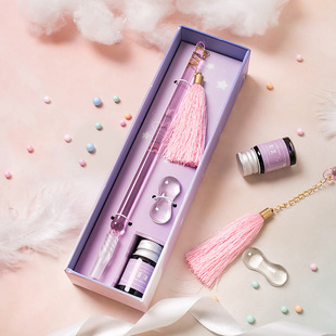 Glass Pen Dip Pen Set Gift Box Student Handmade Creative Stationery Ink Pen Tassel Pen Glass Dip Pen