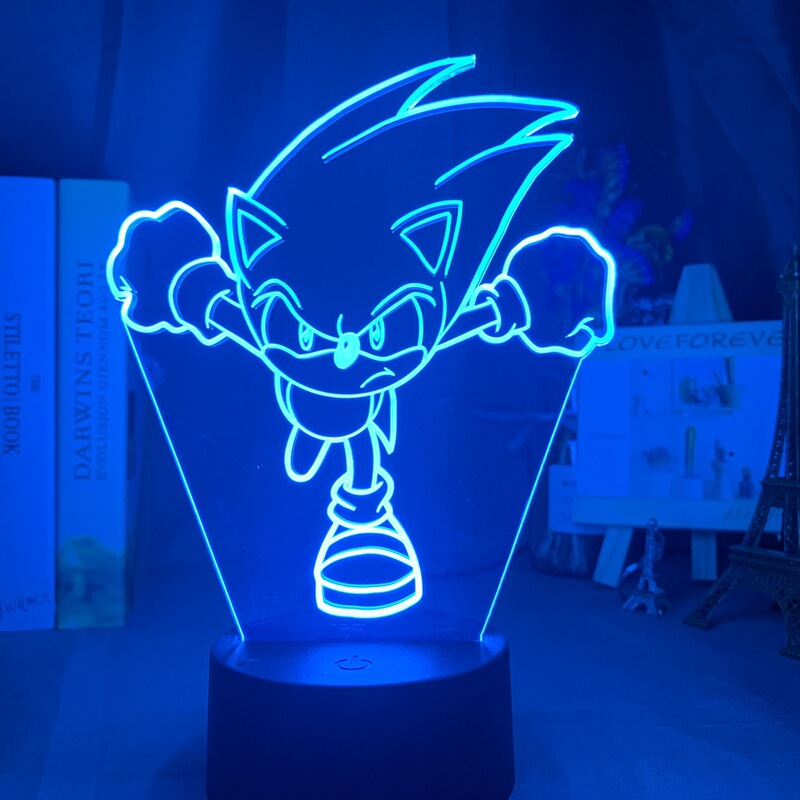 Game Character Sonic 3D Night Light Led Colorful Color Changing Touch Remote Control Home Decoration Acrylic 3D Light