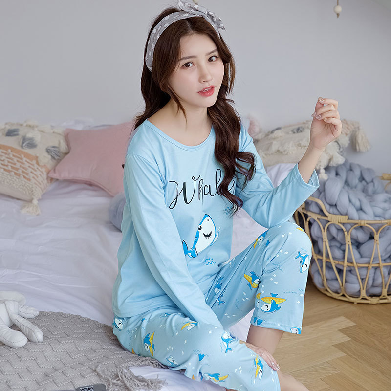 Pijamas de manga larga de las mujeres de Primavera/otoño/invierno más el tamaño de los pijamas de las mujeres de verano estilo coreano ropa de abrigo de las mujeres