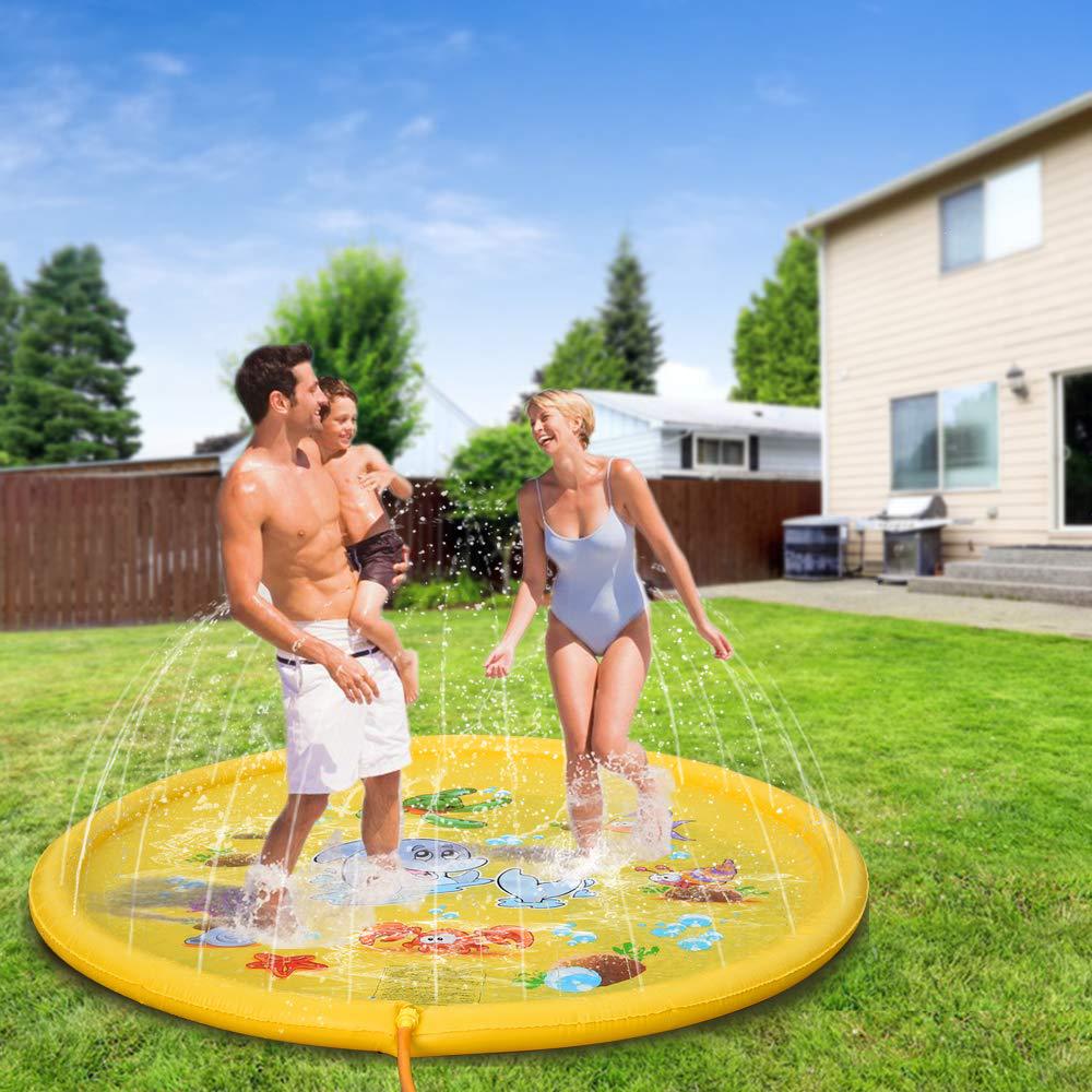 En stock arco estera de rociado de agua al aire libre césped niños delfín dinosaurio tiburón estera de rociadores de agua estera Pat estera de juguete