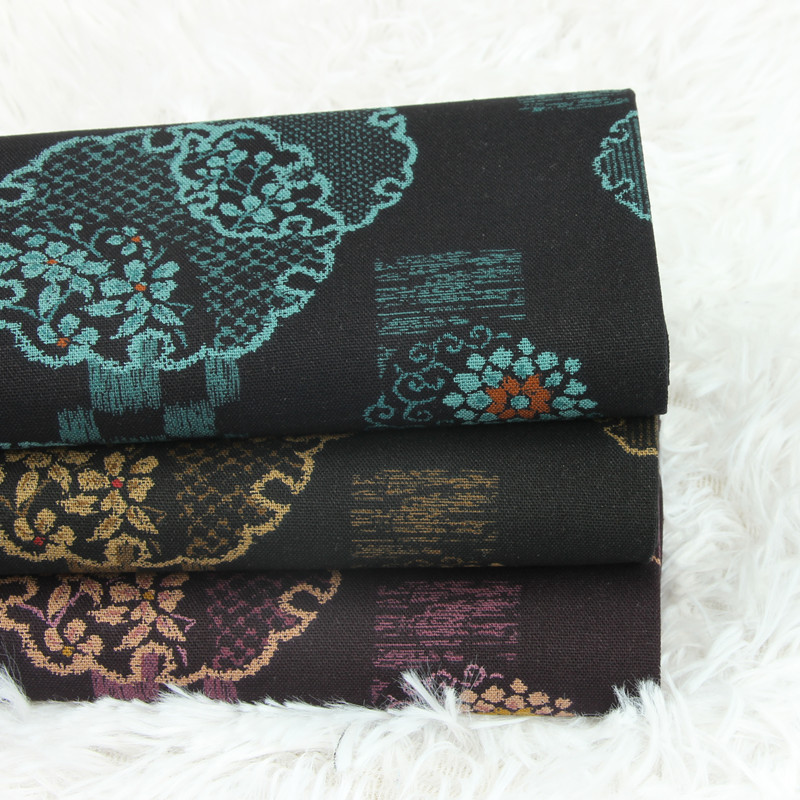 台湾厚棉布复古民族风印花布料 手工DIY 服装连衣裙面料纯棉