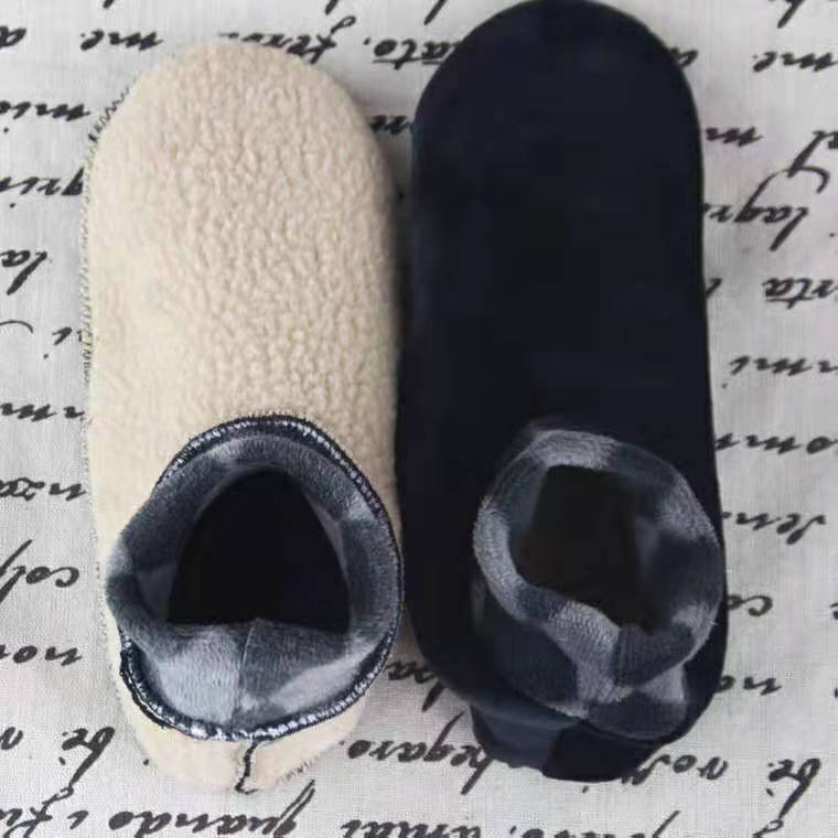 Calcetines de piso para adultos para hombres y mujeres calcetines gruesos forrados con forro polar cálido para hombres Otoño e Invierno vellón de coral educación temprana cubierta de pie antideslizante al por mayor