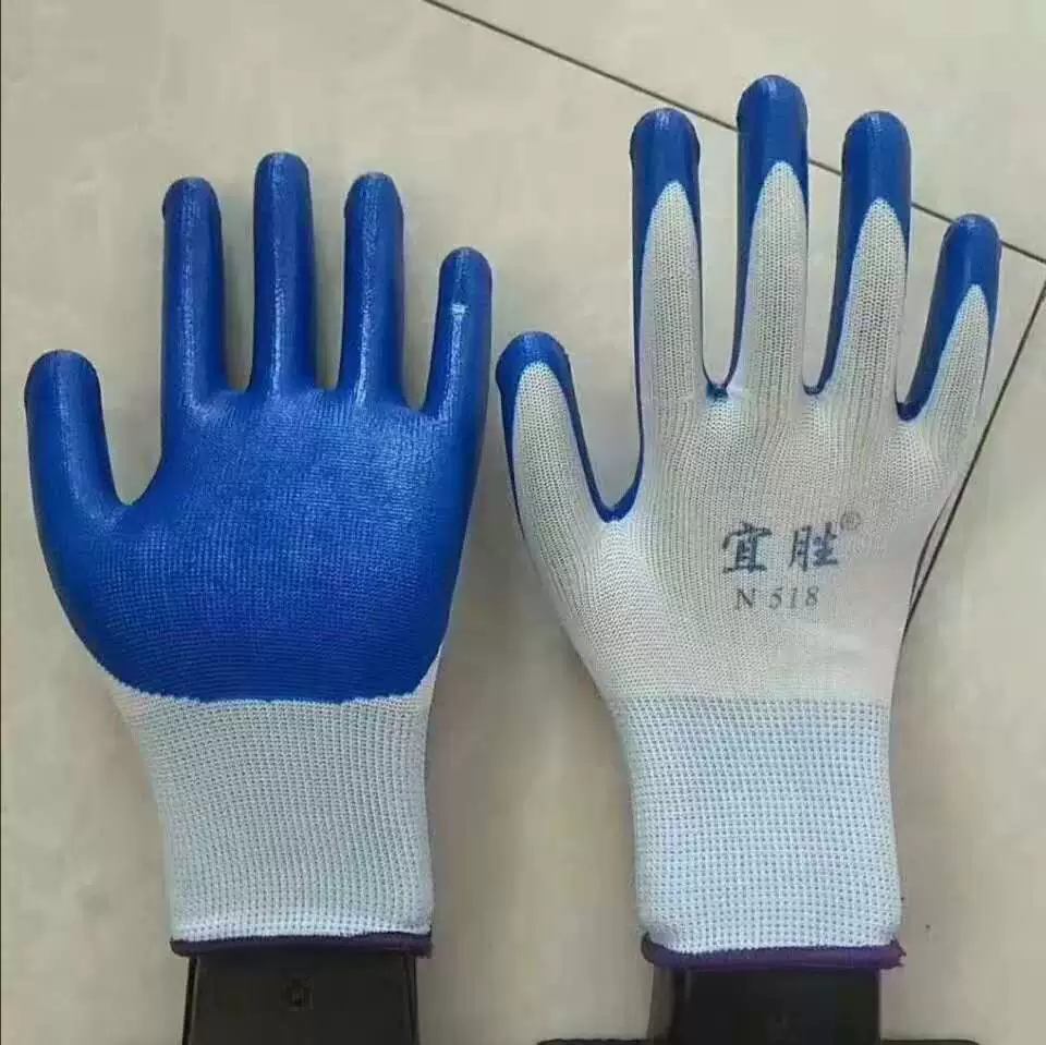 Фабрика прямые нейлоновые перчатки по охране труда Dingqing Нескользящие маслостойкие дышащие пропитанные защитные перчатки по охране труда нитриловые перчатки