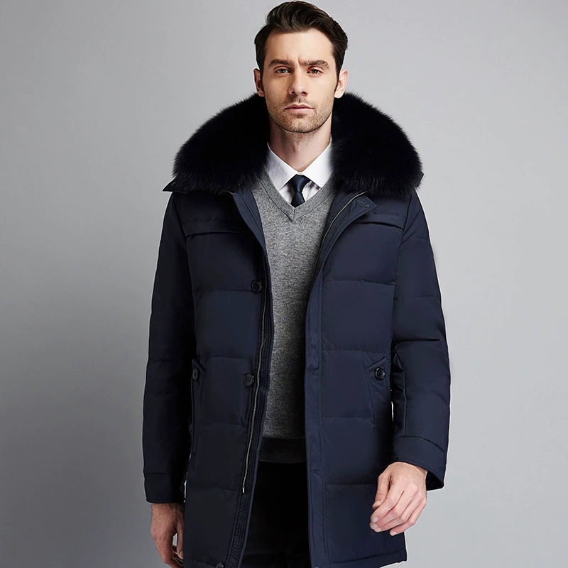 Оптовая продажа, внешняя торговля, трансграничная новая рабочая одежда, пуховик средней длины, утолщенное пальто большого размера, теплая одежда для папы и дедушки