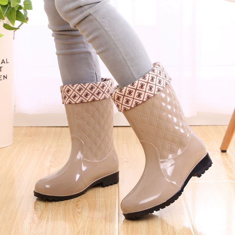 Новые мужские резиновые сапоги-ботфорты Shanghai Erxiang Ms. Medium Low Tube Fashion Rain Boots Khaki PVC Rain Radies Anti-acid - Alkali Water Shoes 839