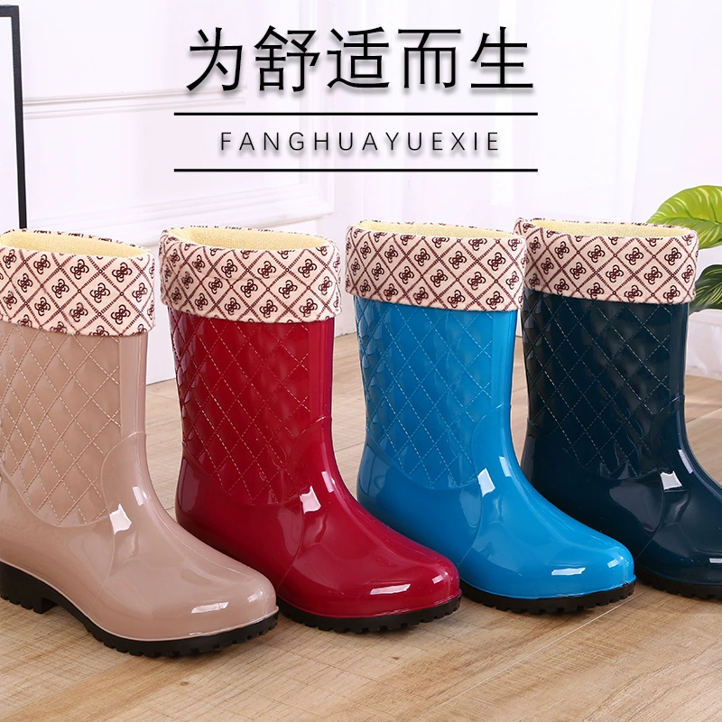 Новые мужские резиновые сапоги-ботфорты Shanghai Erxiang Ms. Medium Low Tube Fashion Rain Boots Khaki PVC Rain Radies Anti-acid - Alkali Water Shoes 839