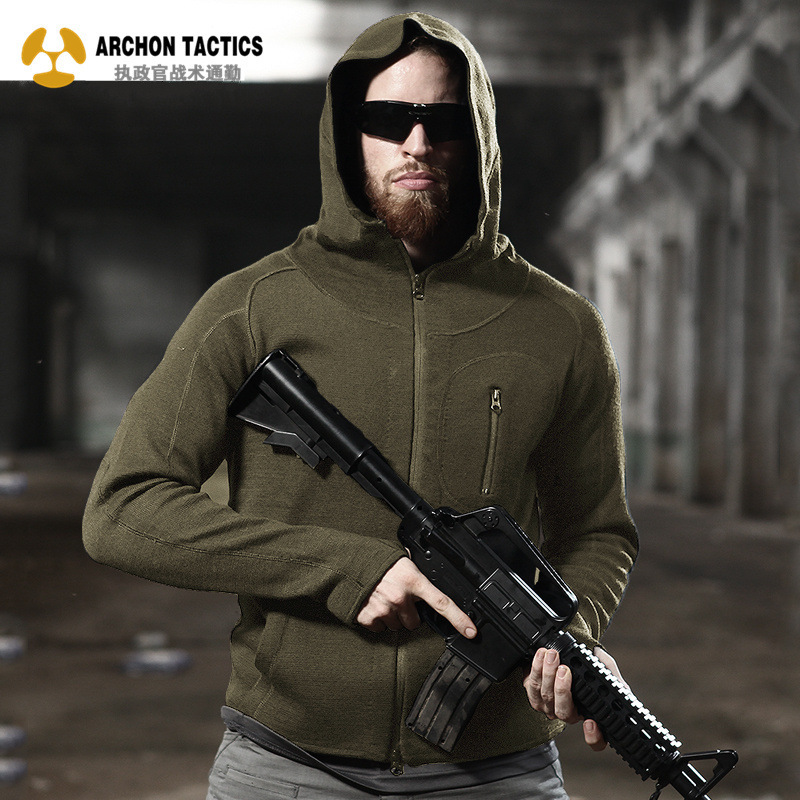 Archon Tactical Woolen Sweater Hooded Sweater Outdoor Warm Tactical Sweater Men's Autumn and Winter Army Fan Coat Liner