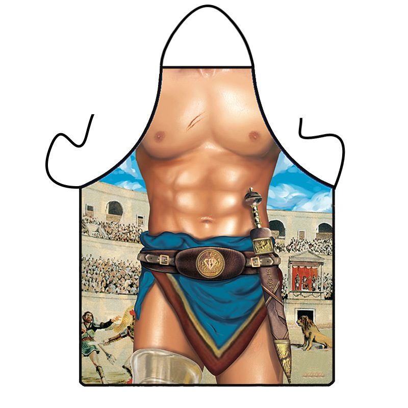 Suministro transfronterizo de Amazon Venta caliente creativa personalidad divertida impresa delantal músculo hombres sexy delantal suministro de la fábrica