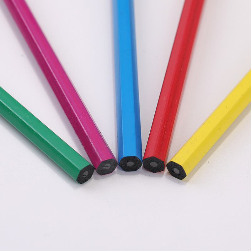 Pintura de color barra redonda ángulo barra lápiz estudiante papelería suministros lápiz HB venta directa de fábrica lápiz con cabeza de goma