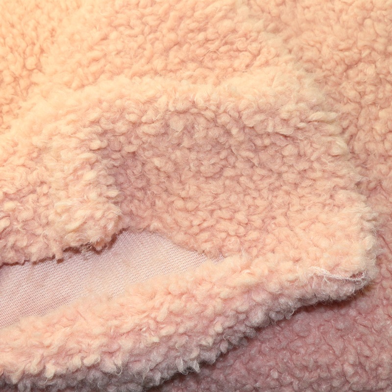 时尚夹克仿毛皮面料全涤经编仿腈纶开司米滚束绒摇粒羊羔山羊绒布