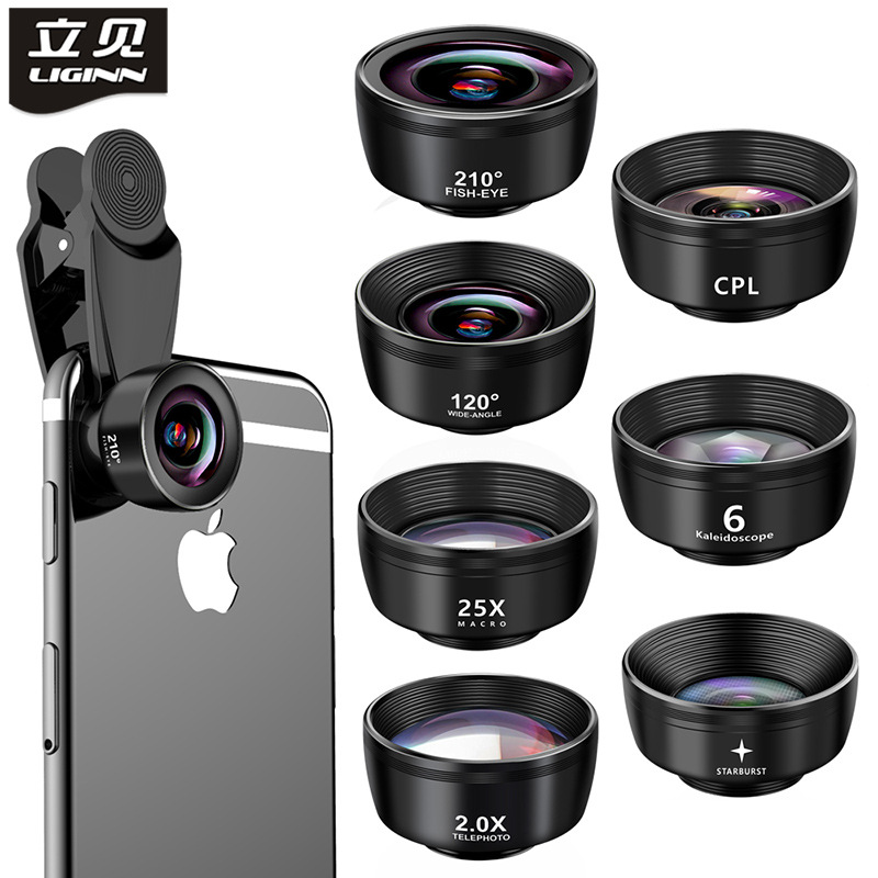 Suministro transfronterizo vertical HD 10-en-1 gran angular macro ojo de pez multi-Colección traje de lente de teléfono con cámara