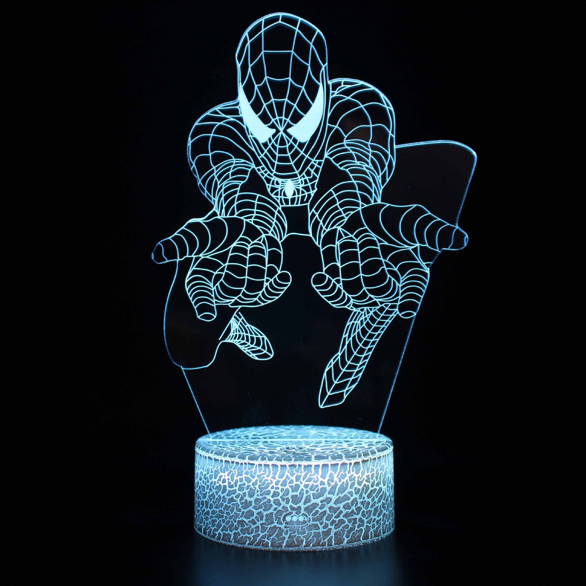Cruz-frontera Spider-Man serie 3D noche luz creativa USB plug-in colorido noche luz al por mayor LED lámpara de mesa de regalo
