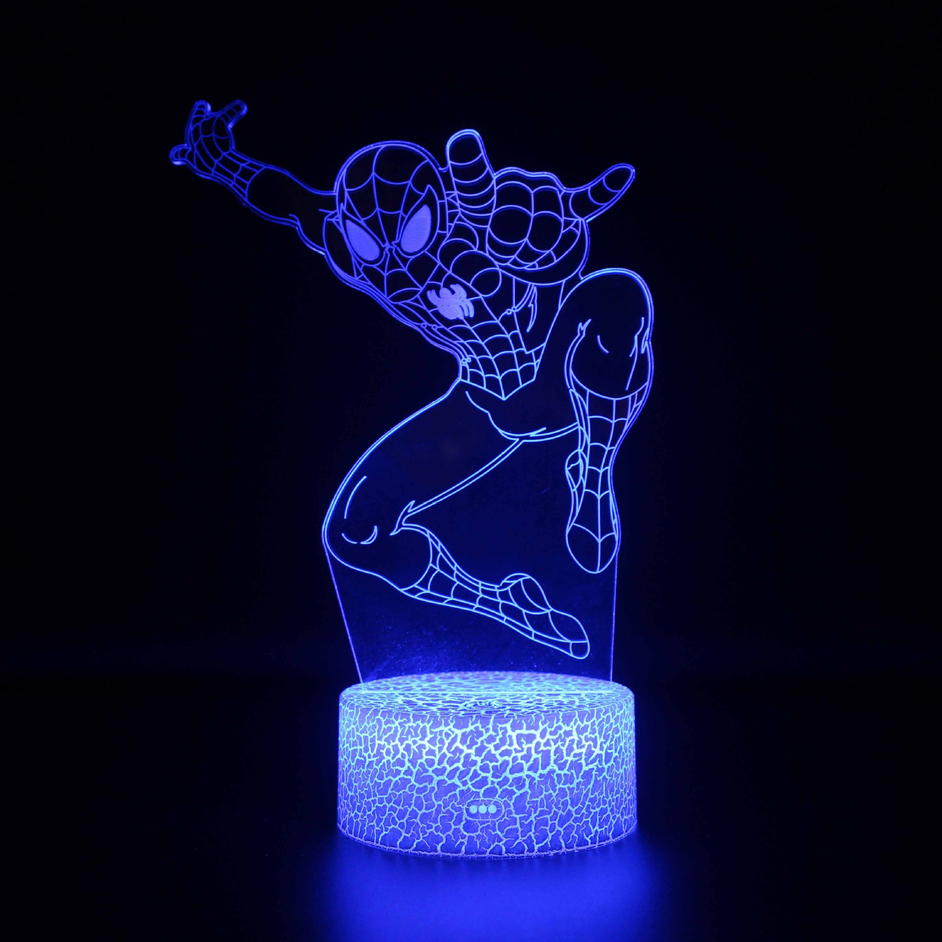 Cruz-frontera Spider-Man serie 3D noche luz creativa USB plug-in colorido noche luz al por mayor LED lámpara de mesa de regalo