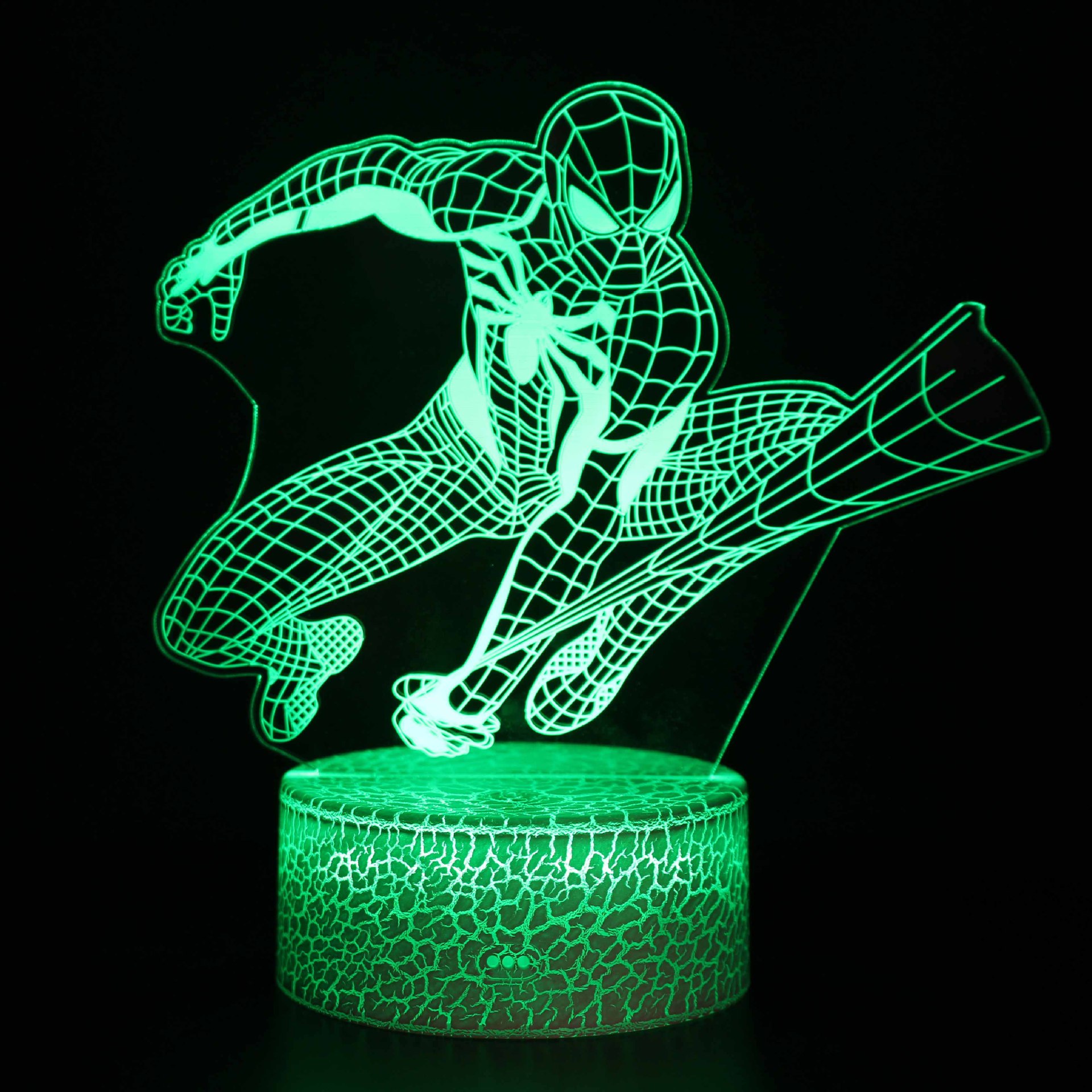 Cruz-frontera Spider-Man serie 3D noche luz creativa USB plug-in colorido noche luz al por mayor LED lámpara de mesa de regalo