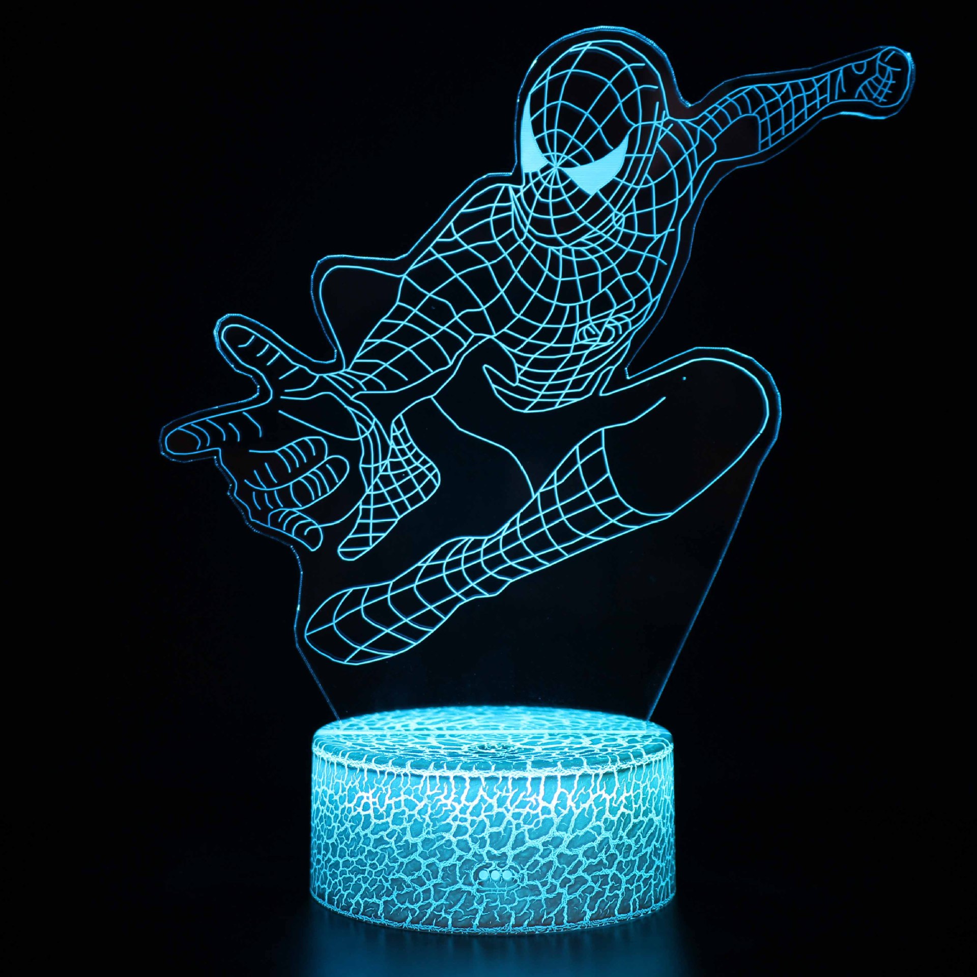 Cruz-frontera Spider-Man serie 3D noche luz creativa USB plug-in colorido noche luz al por mayor LED lámpara de mesa de regalo