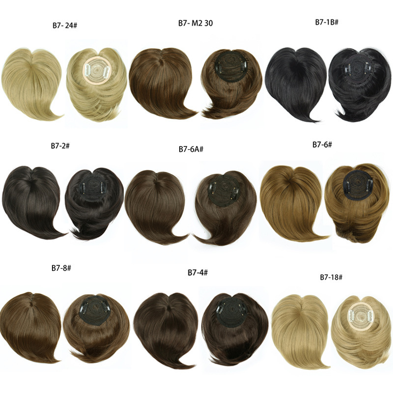 Wholesale wig high imitation real scalp cover head cover white hair a piece of chemical fiber light and seamless head reissue piece