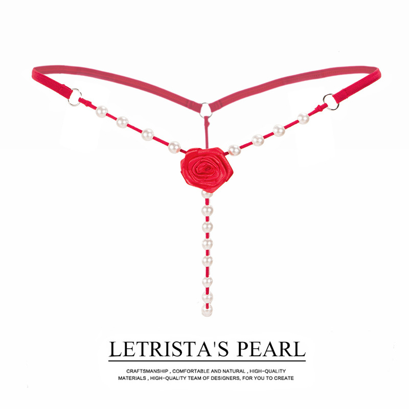 Sexy Lingerie Rose Flower Pearl Massage Thong Panties for Women Valentine's Day Sexy Panties G-String Sexy Lingerie Rose Flower Pearl Massage Thong Panties for Women Valentine's Day Sexy Panties G-String