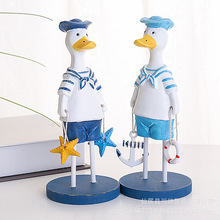 地中海风情情侣鸭人摆件 动物家居装饰儿童房摆设 创意树脂工艺品