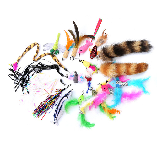 Pet Cat Toy Bell Cat Flirting Stick Feather Replacement Head DIY Various Plush Pet Supplies Accessories Wholesale