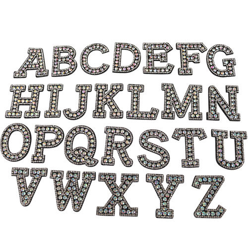 Cross-border hot-selling diamond 26 English alphabet patches DIY clothing bags hand-sewn hot stamped pearl alphabet cloth patches