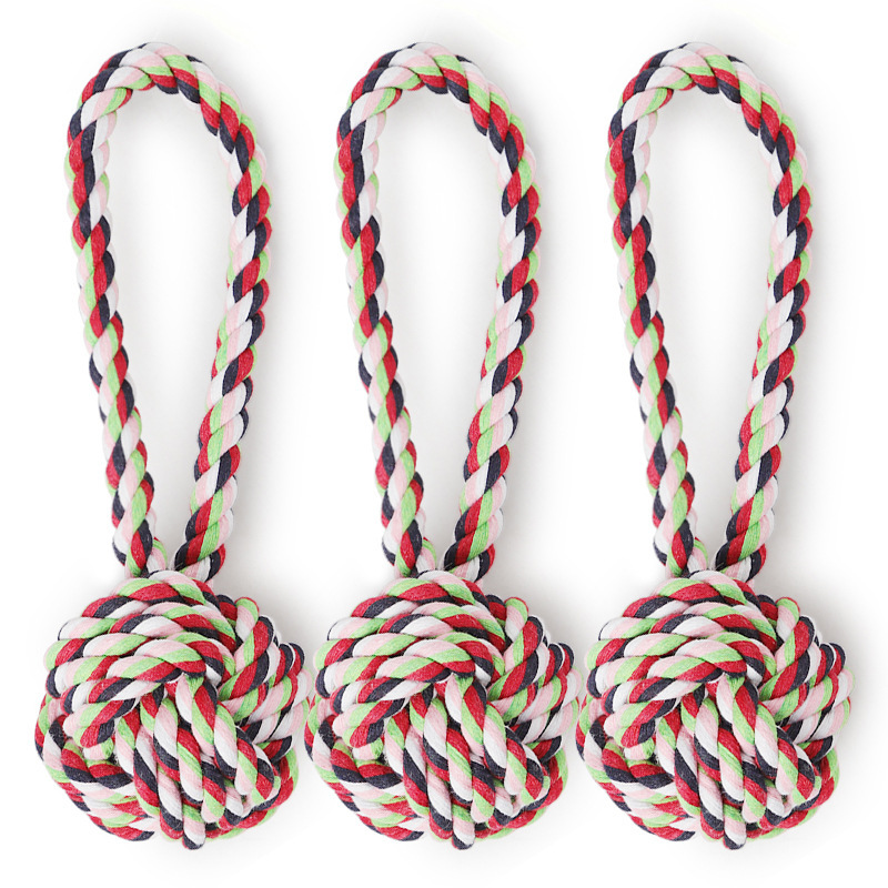 Cuerda de algodón sola bola colgante grande al por mayor juguete para perros al aire libre perro resistente a mordeduras perro mascota molar cuerda de algodón nudo juguete