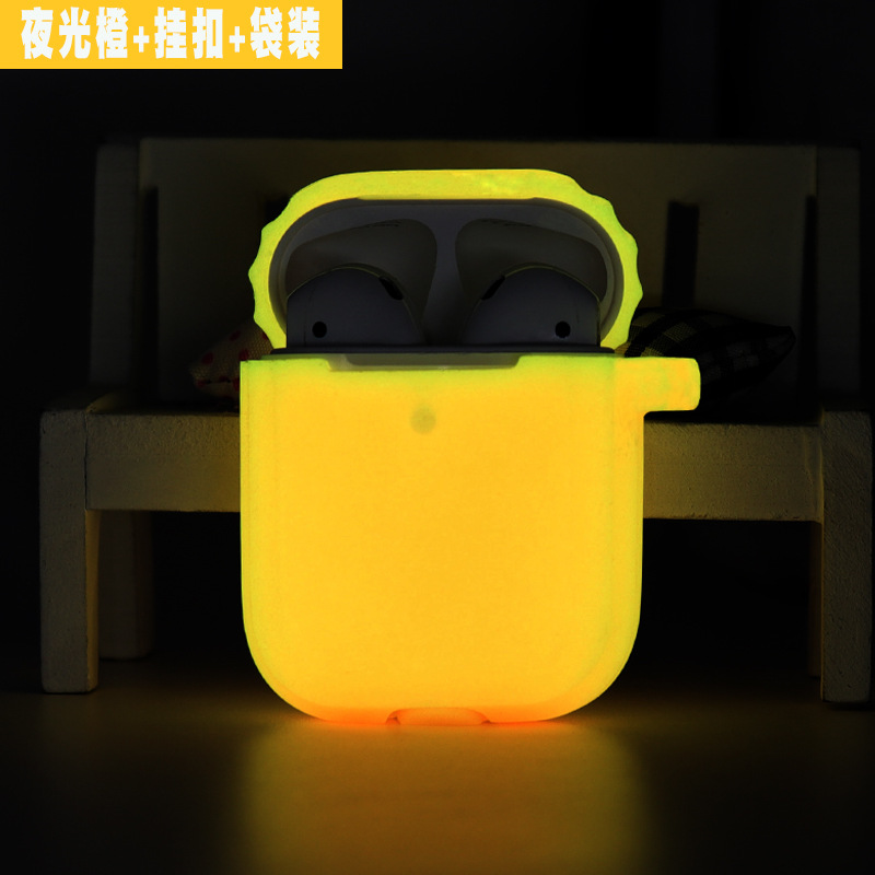 Aplicable a airpods Segunda Generación caso protector luminoso Apple Bluetooth auricular caso silicona fluorescente auricular caso al por mayor