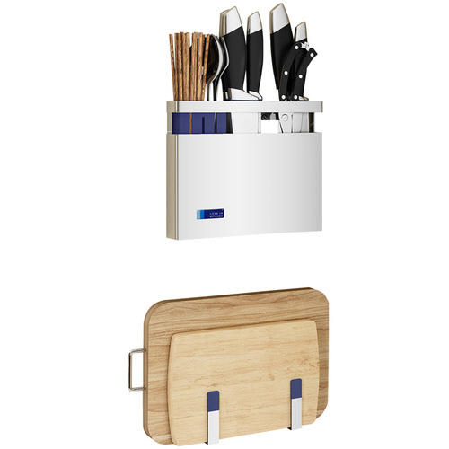 No punching 304 stainless steel kitchen storage rack wall-mounted pot lid chopping board chopsticks kitchen utensils knife holder organizer storage rack