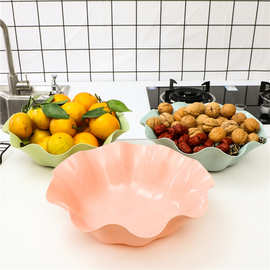 荷叶水果盘子客厅家用塑料糖果盘小吃干果零食盘瓜子盘水果篮