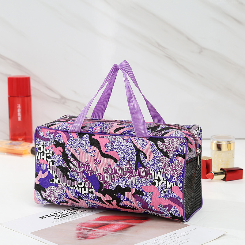 Retro de gran capacidad de camuflaje bolsa cuadrada de almacenamiento de cilindro bolsa de lavado de hombres y mujeres viajes al aire libre Plaza pequeña bolsa de baño suministro directo