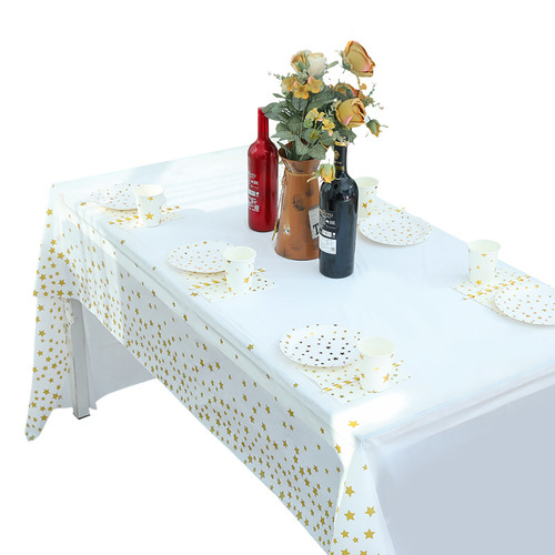 Waterproof and Oil-Proof Cross-Border Supply PEVA Rectangular Printed Tablecloth Modern Simple Star Party Tablecloth