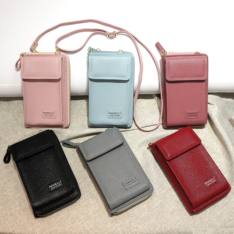 2023 nuevo PU cuero de la bolsa de teléfono móvil de gran capacidad de hombro bolsa de mensajero de las mujeres de estilo coreano vertical pequeña bolsa cuadrada de moda